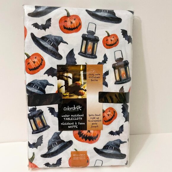 Halloween Water Resistant Tablecloth Easy Care Oblong Colordrift - Picture 1 of 16